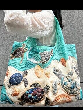 🆕️🐚🐢Turquoise Sea Turtle Nylon Tote Bag 🐢🐚